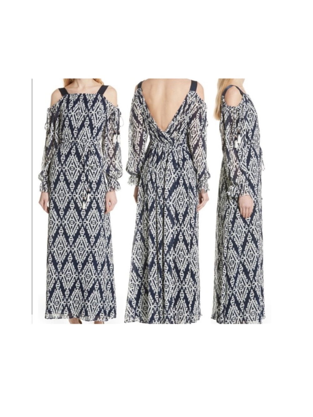 Tory Burch Katherine Cold Shoulder Pleat Wrap Dress SMALL NWT